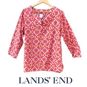Lands' End Pink and Orange Star Pattern Fabric
